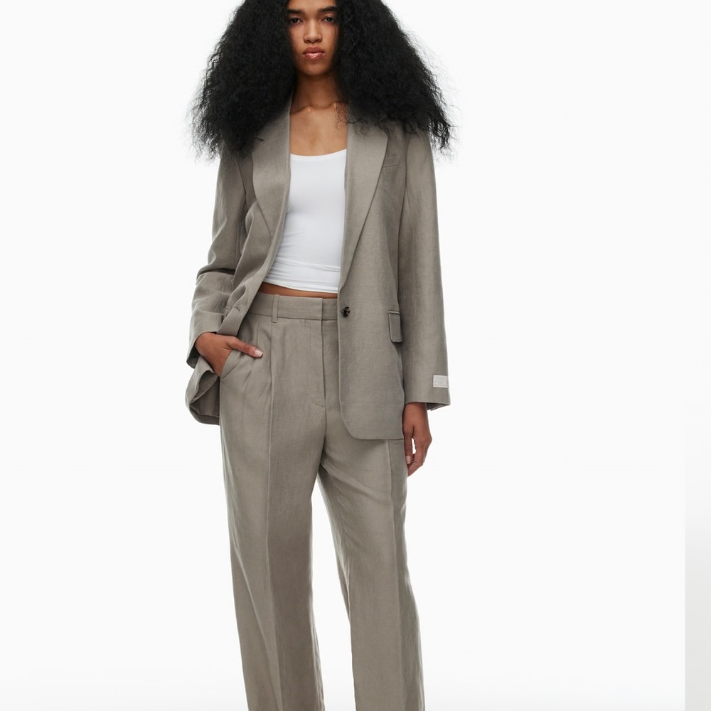 Aritzia Effortless Linen Pants - Heather Taupe